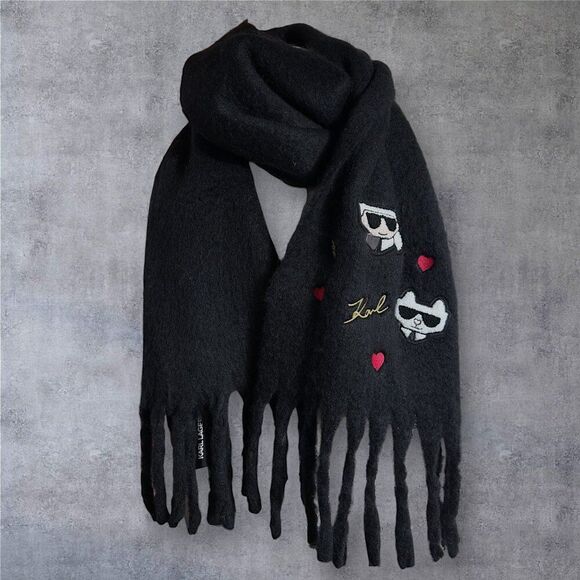 KARL LAGERFELD SCARF BLACK - NWT - Picture 1 of 3
